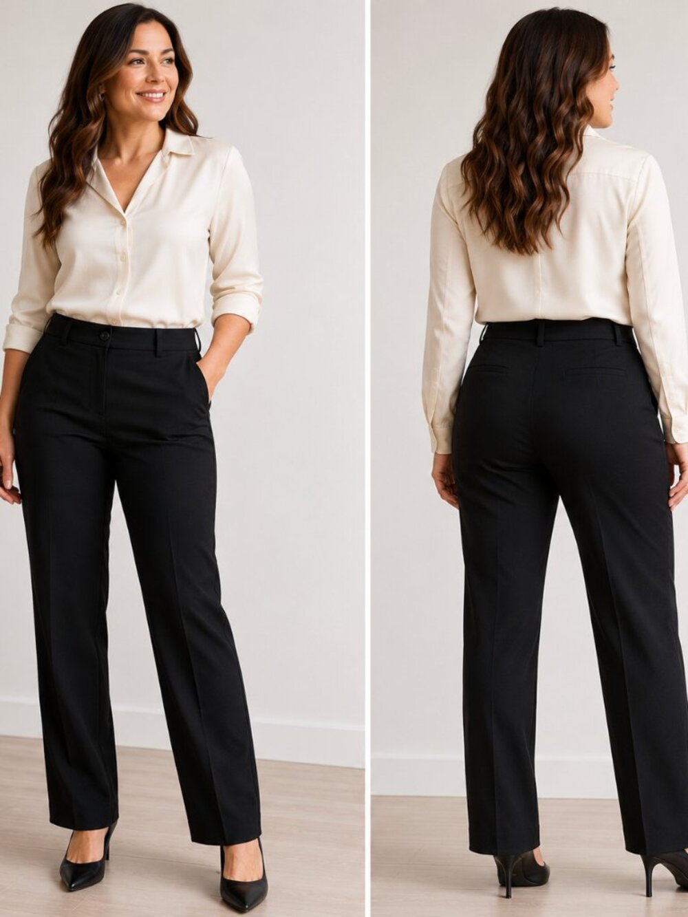 Bianca Nygård Petite Black Dress Pants Women’s Size 12P Straight Leg Trouser
